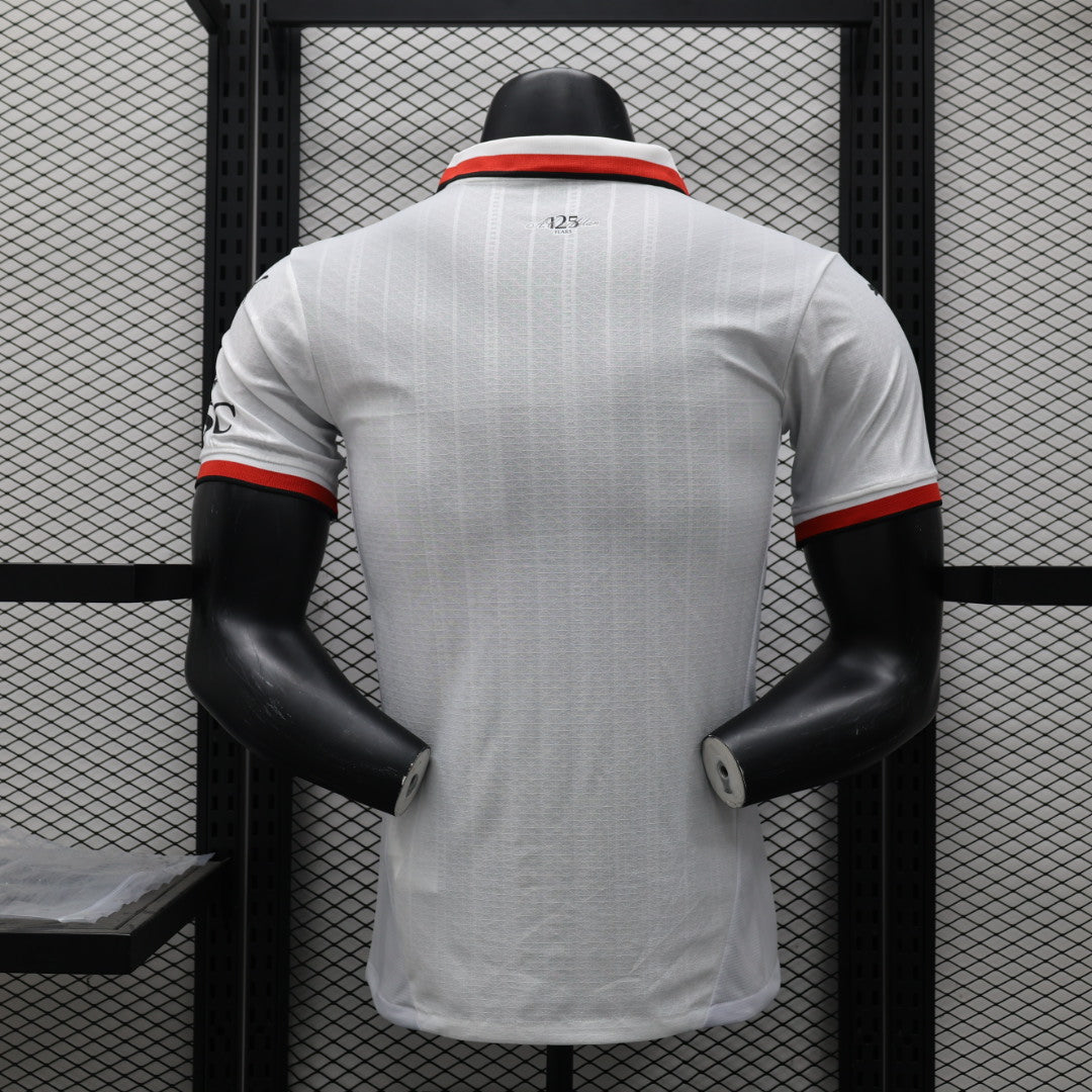 Camisa Milan Away 2024/25 - Jogador Masculino com Patch - Branca, Vermelha e Preta