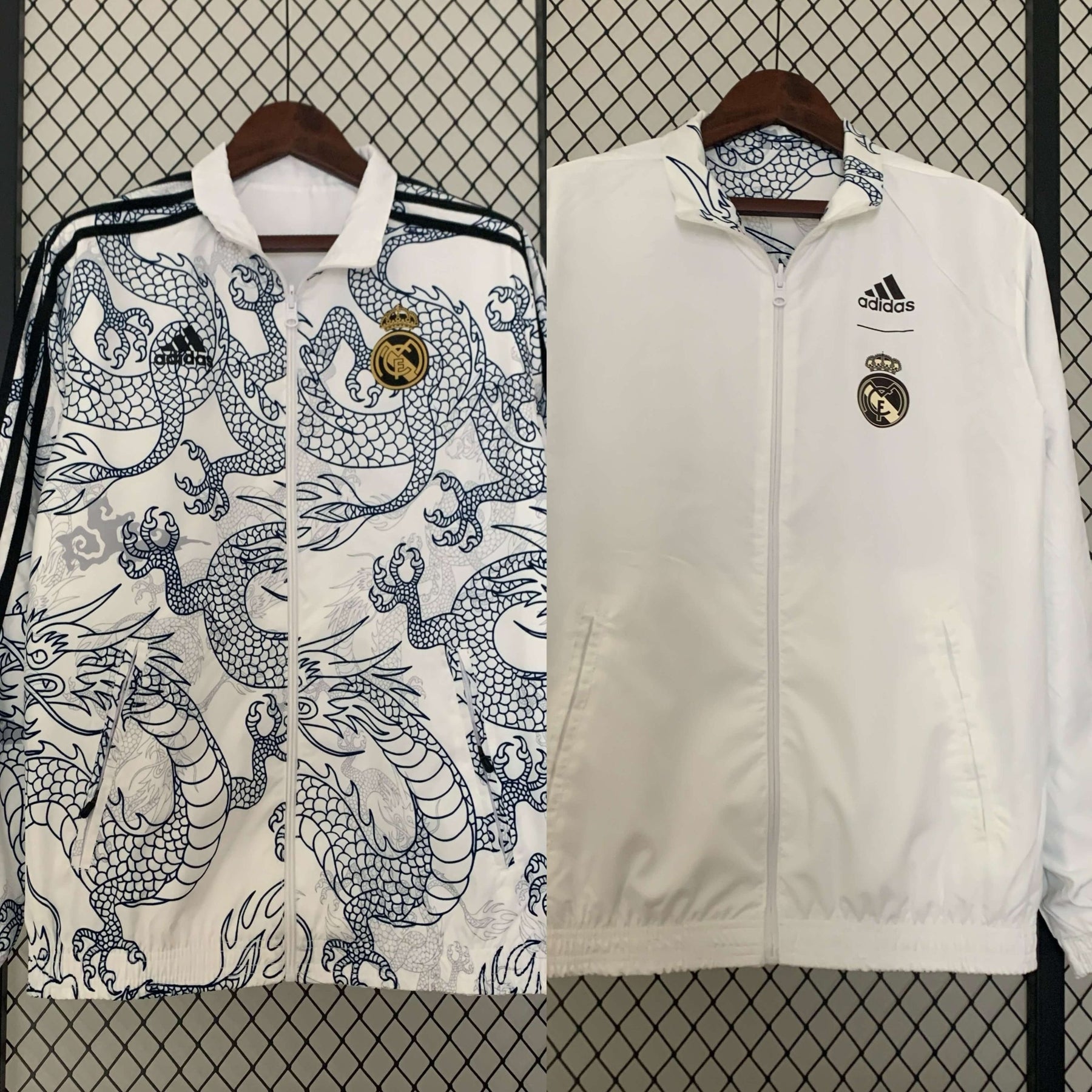 Corta Vento Real Madrid 24/25 – Branco Dupla Face