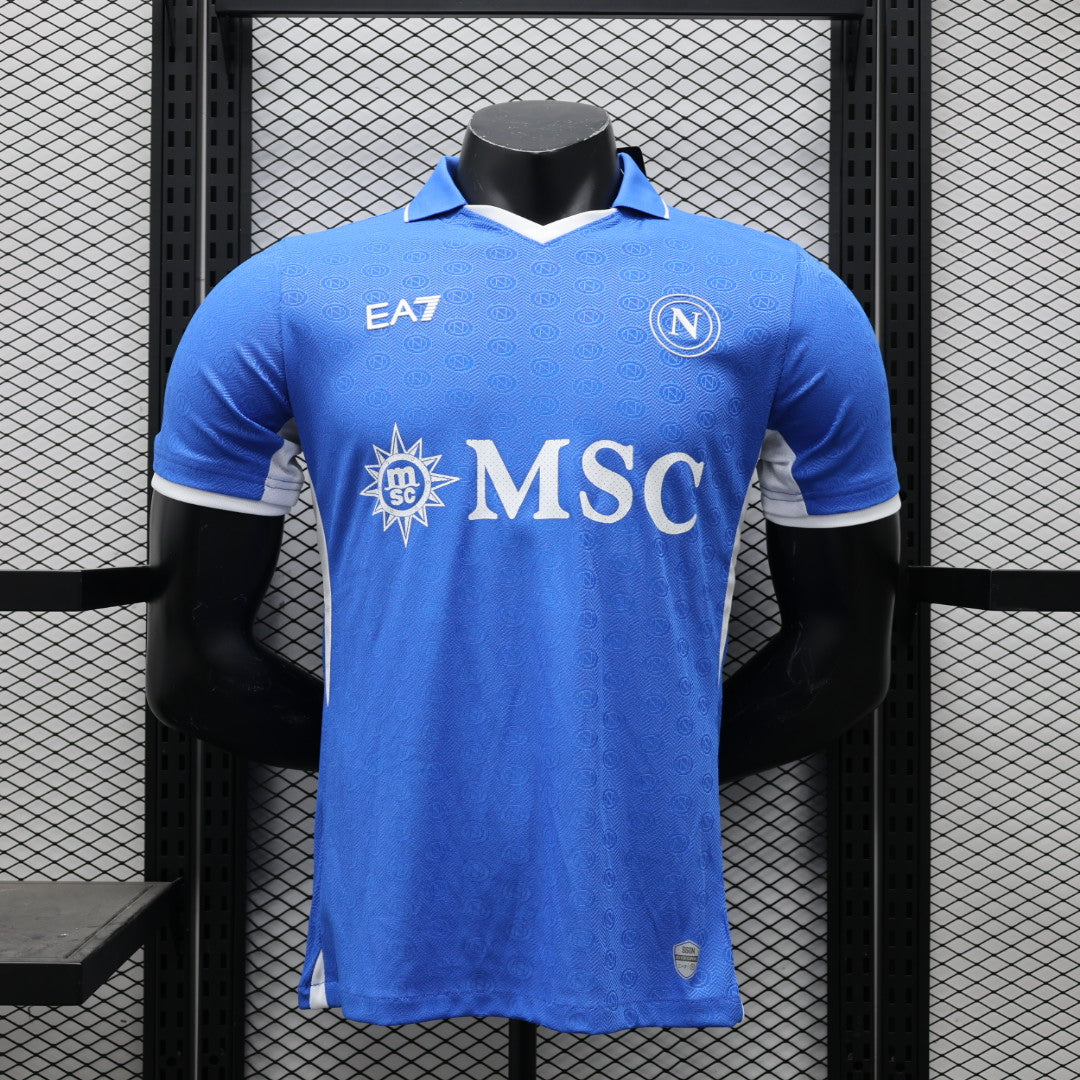Camisa Napoli Home 2024/25 Jogador Masculino com Patch - Azul e Branca