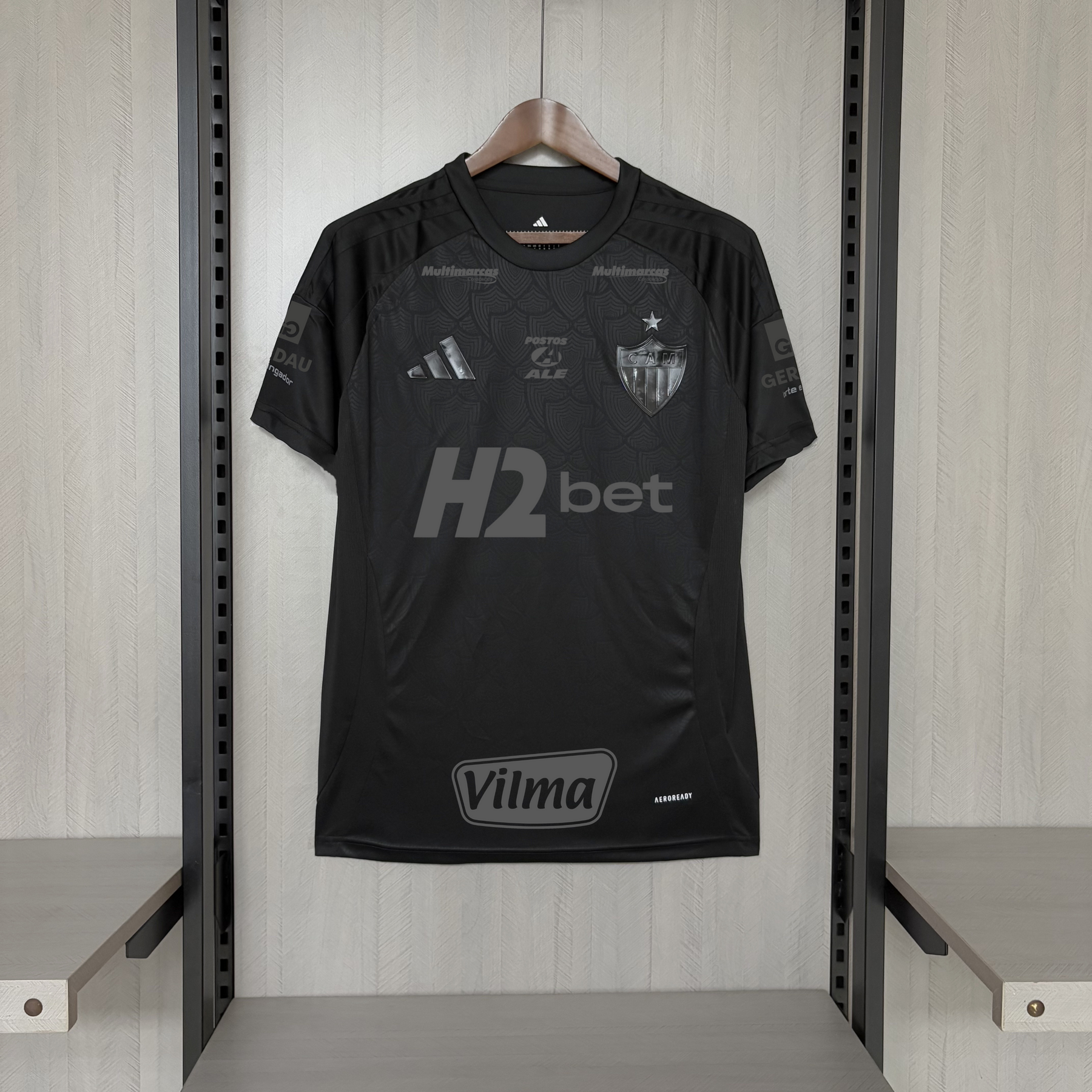Camisa Atlético-Mg ALL BLACK 25/26 – Com Patrocinadores – Torcedor Masculina + Chaveiro de Brinde