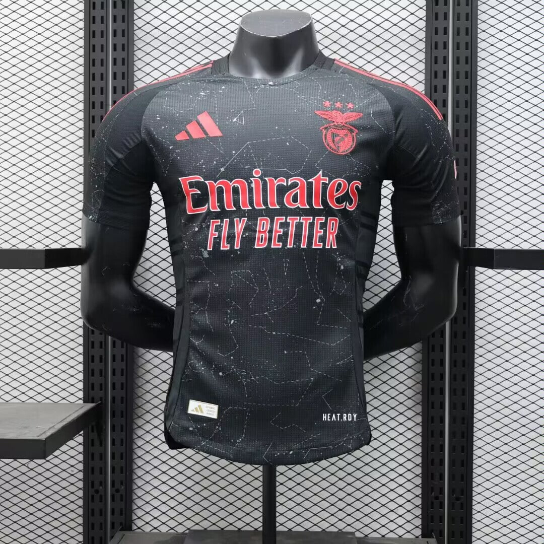Camisa Benfica Away 2024/25 Jogador Adidas Masculino com Patch - Preta e Vermelha