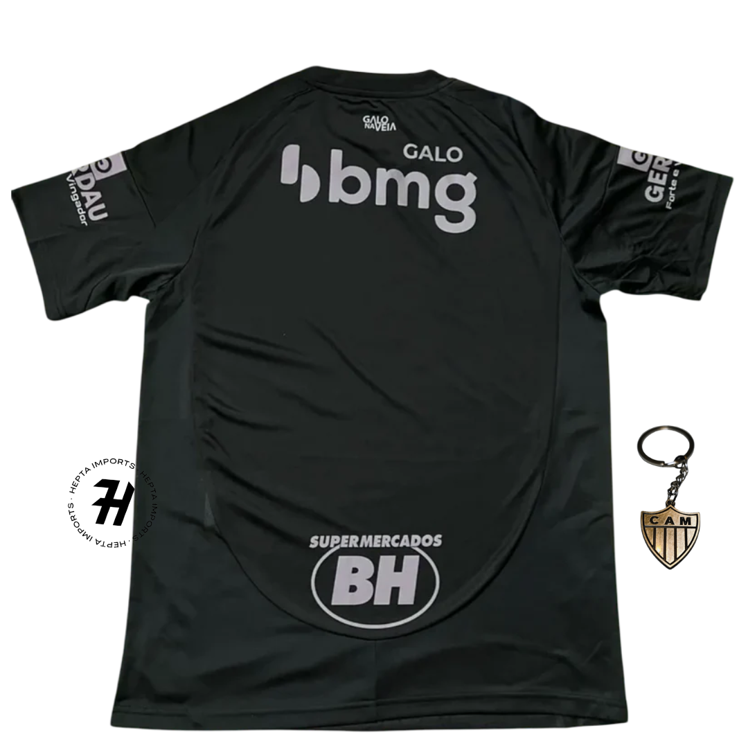 Camisa Atlético-Mg ALL BLACK 25/26 – Com Patrocinadores – Torcedor Masculina + Chaveiro de Brinde