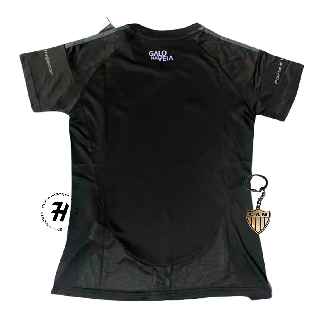 Camisa Atlético-Mg ALL BLACK 25/26 – Feminina Baby Look + Chaveiro de Brinde