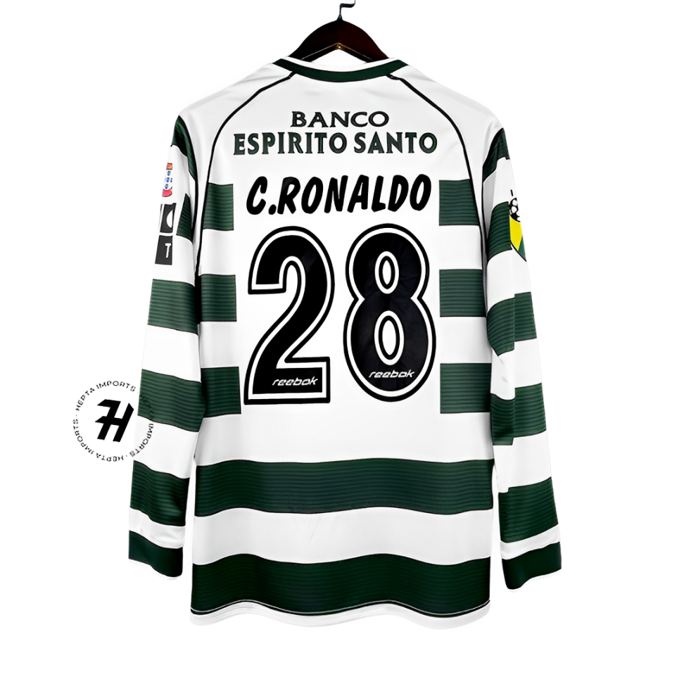 Camisa Manga Longa Home Sporting Portugal 2001-03 – Ronaldo 7 – Retrô