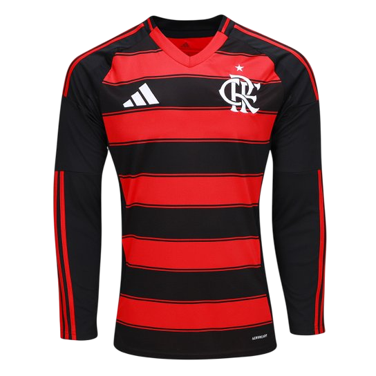 Camisa Flamengo Manga Longa 25/26 Home Adidas Masculino Torcedor - Vermelha e Preta