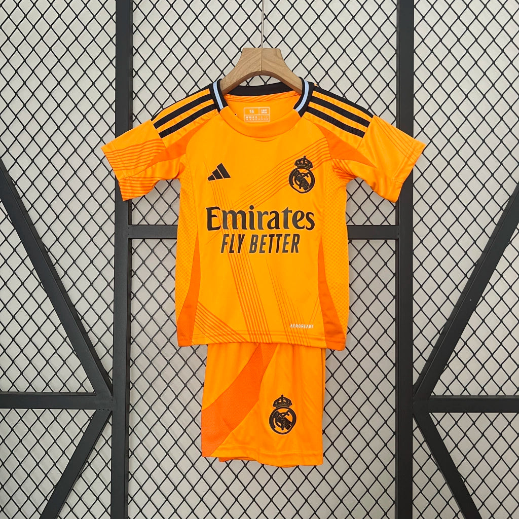 Camisa Infantil Real Madrid Away 2024/25 Adidas Torcedor – Laranja