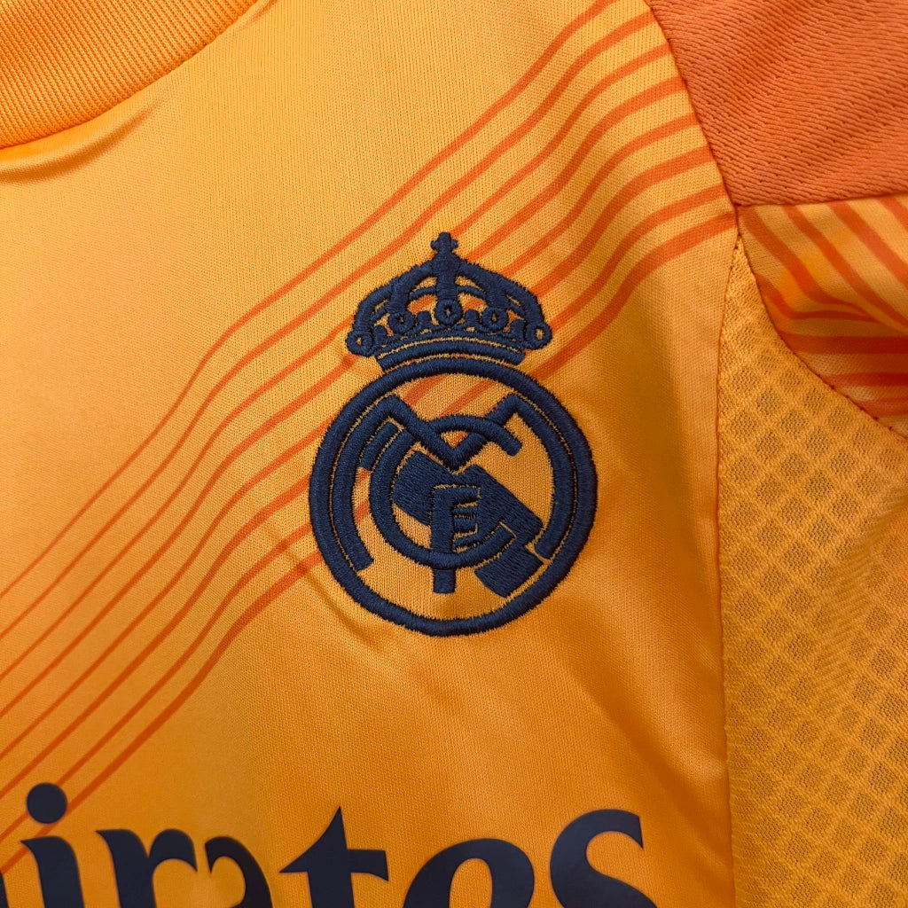 Camisa Infantil Real Madrid Away 2024/25 Adidas Torcedor – Laranja
