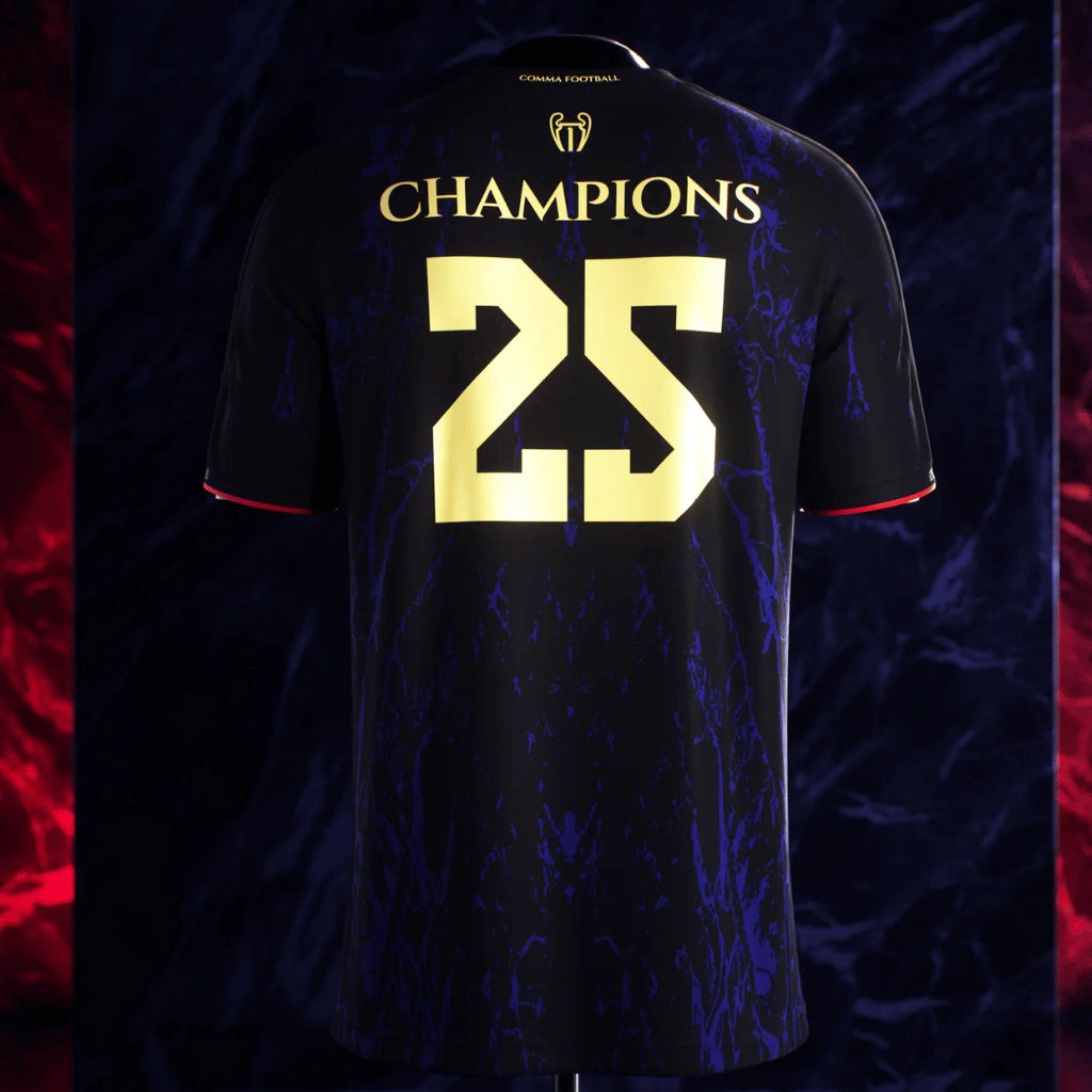 Camiseta The Parisians Edition Special Comma Football PSG Champion UCL Negra y Azul
