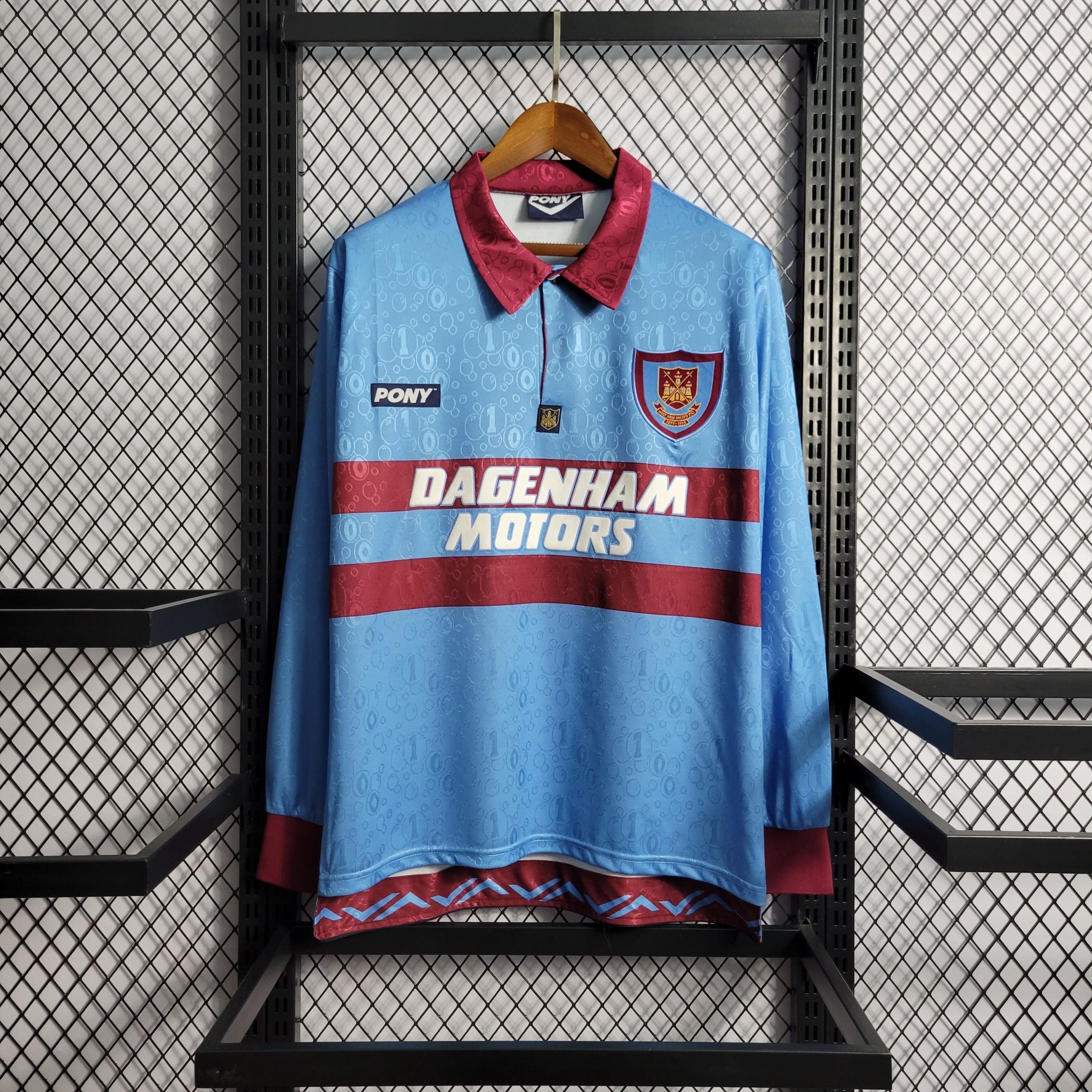 Camisa West Ham Away (2) 1995/97 Pony Retrô Manga Longa Masculina