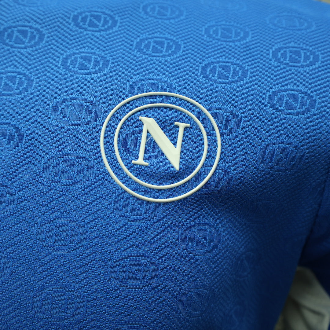 Camisa Napoli Home 2024/25 Jogador Masculino com Patch - Azul e Branca