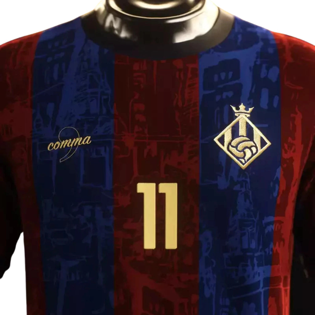 Camisa The Prince – Neymar Jr 11# – Barcelona 2025/2026 – Masculina Comma Football – Vermelho e Azul