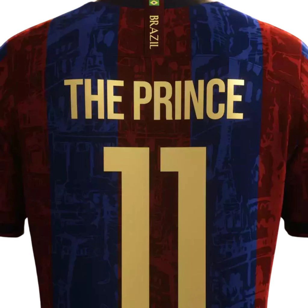 Camisa The Prince – Neymar Jr 11# – Barcelona 2025/2026 – Masculina Comma Football – Vermelho e Azul