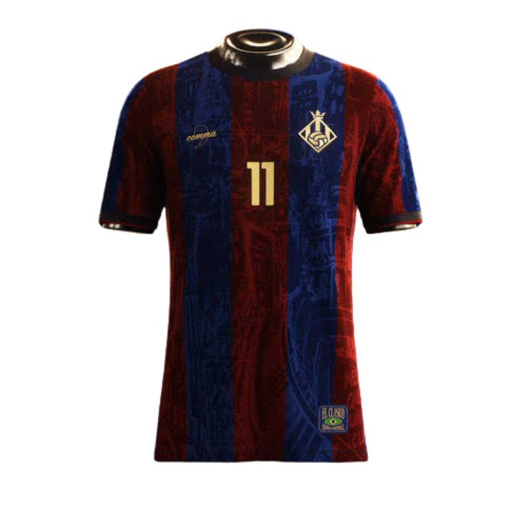 Camisa The Prince – Neymar Jr 11# – Barcelona 2025/2026 – Masculina Comma Football – Vermelho e Azul