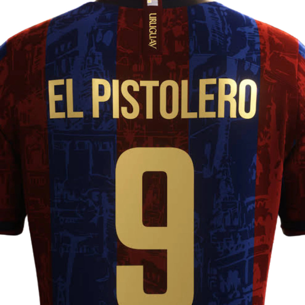 Camisa The Prince – Suárez 9# – Barcelona 2025/2026 – Masculina Comma Football – Vermelho e Azul