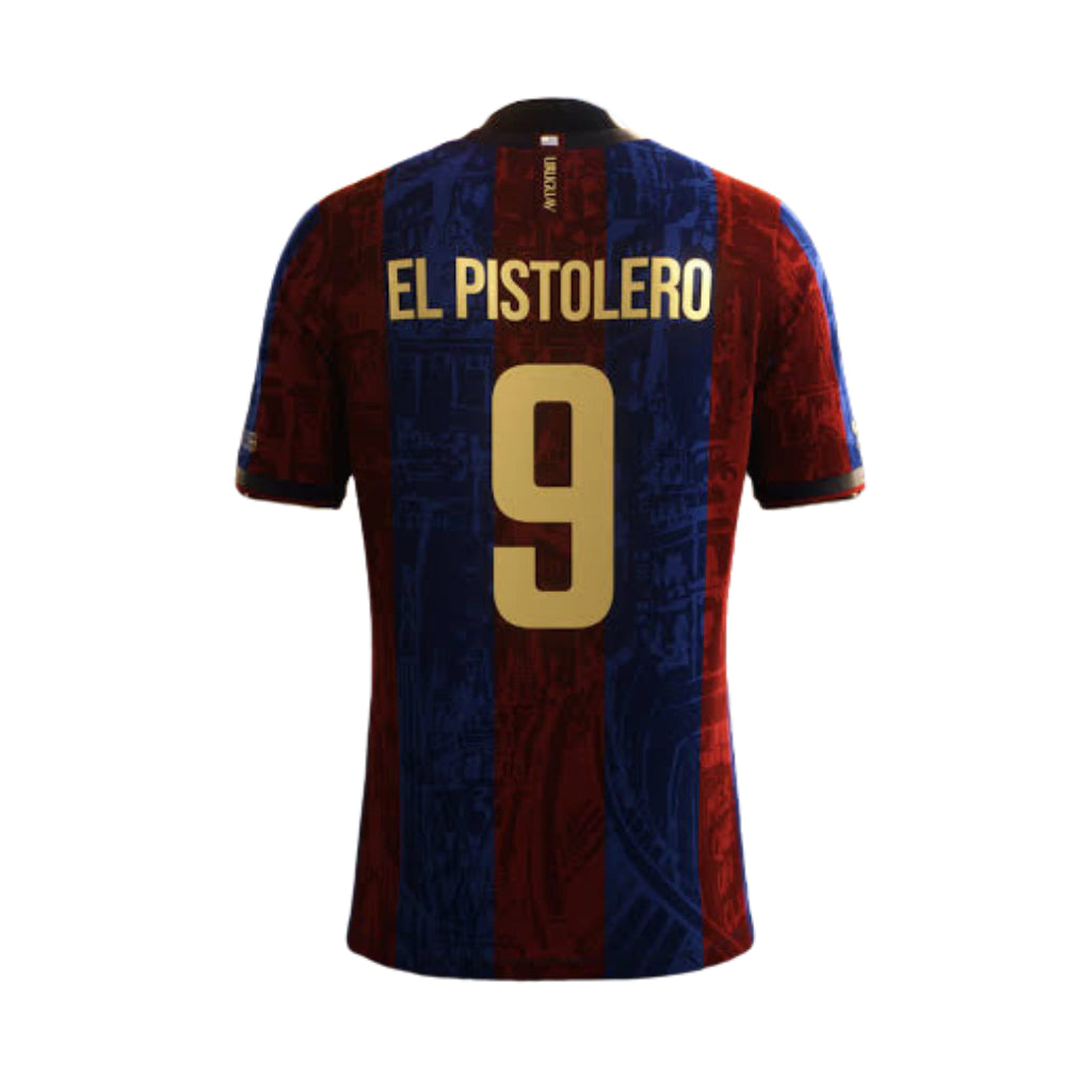 Camisa The Prince – Suárez 9# – Barcelona 2025/2026 – Masculina Comma Football – Vermelho e Azul