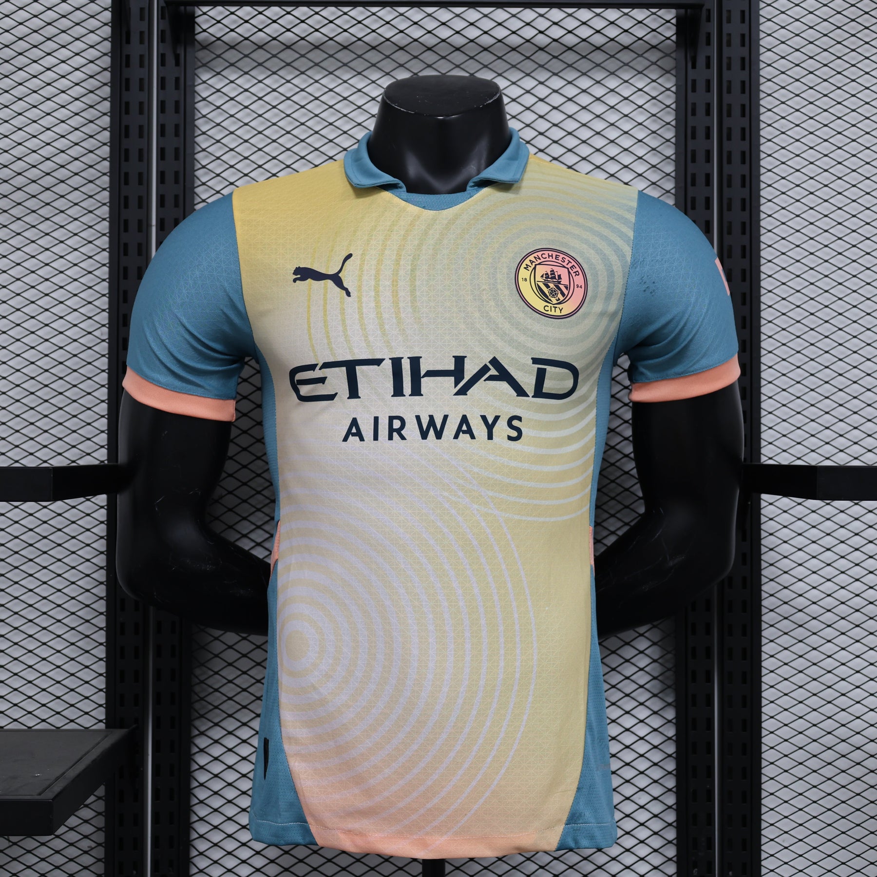 Camisa Manchester City Third 2024/25 Jogador Masculino com Patch - Creme, Azul e Rosa