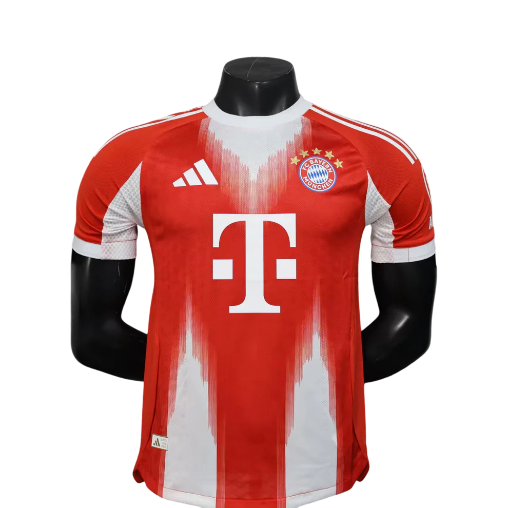Camisa Bayern de Munich I 25/26 Jogador Masculino com Patch - Branco e Vermelho