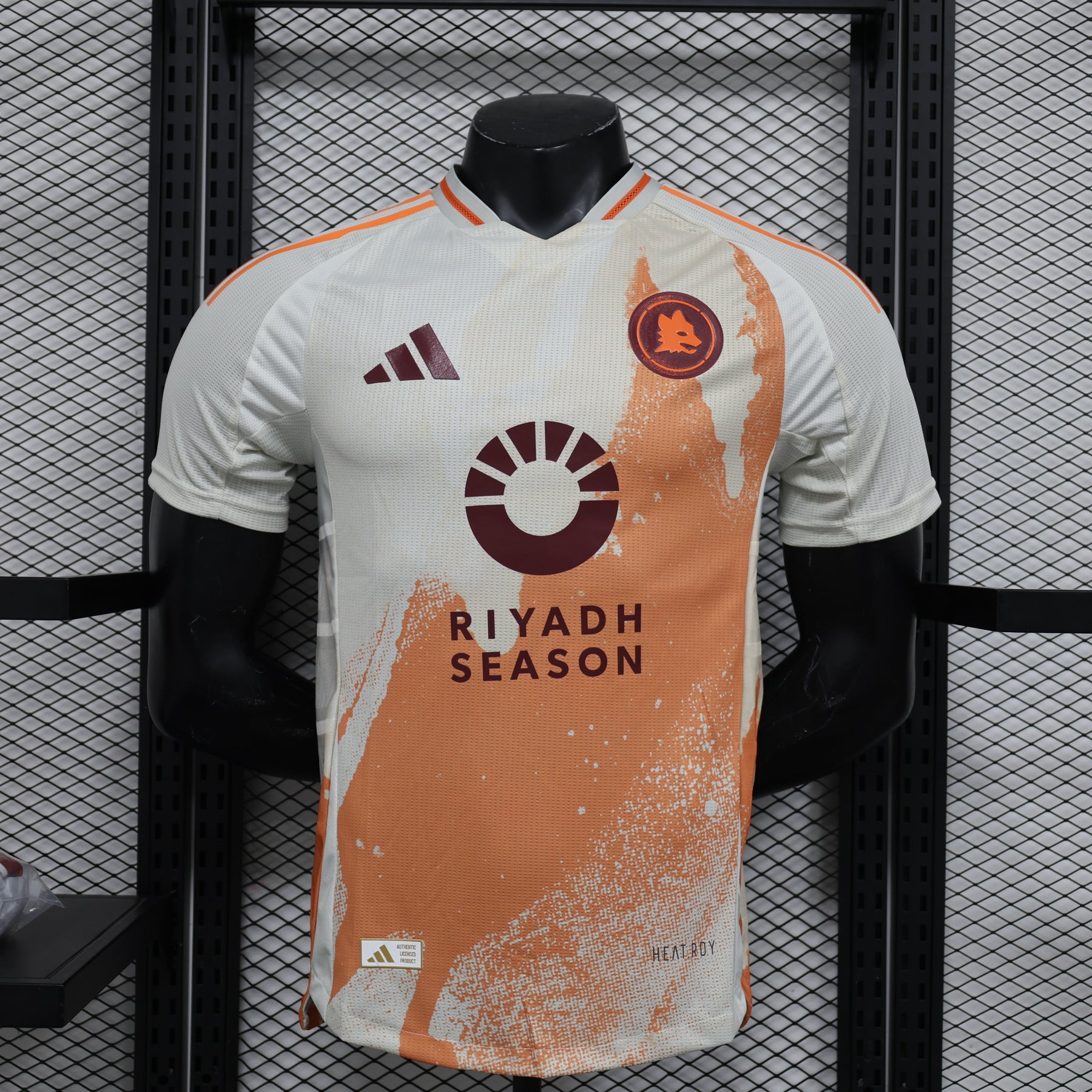 Camisa Roma Away 2024/25 Jogador Adidas Masculino com Patch - Branca e Laranja
