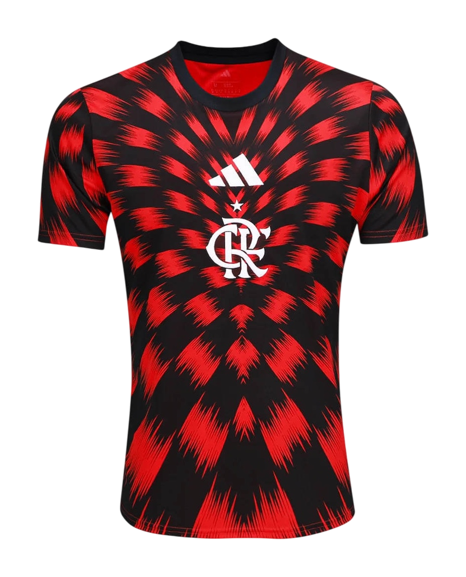 Camisa Flamengo 25/26 Pré Jogo Adidas Torcedor - Vermelha e Preta