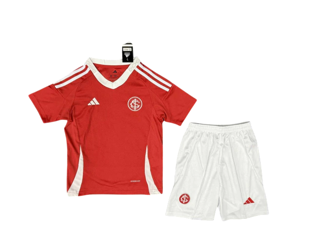 Kit Infantil Internacional 25/26 Home Adidas Masculino Torcedor - Vermelho e Branco