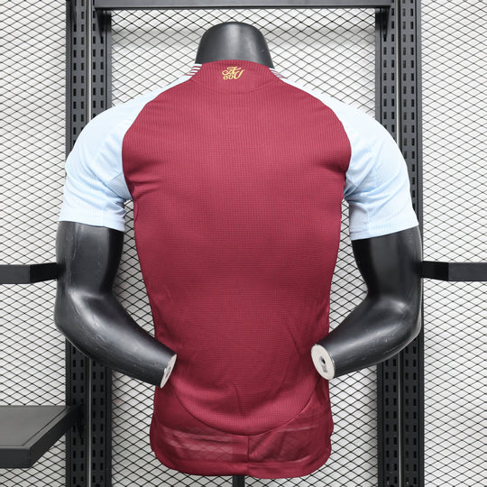 Camisa Aston Villa Home 2024/25 Jogador Adidas Masculino com Patch- Vinho e Branca