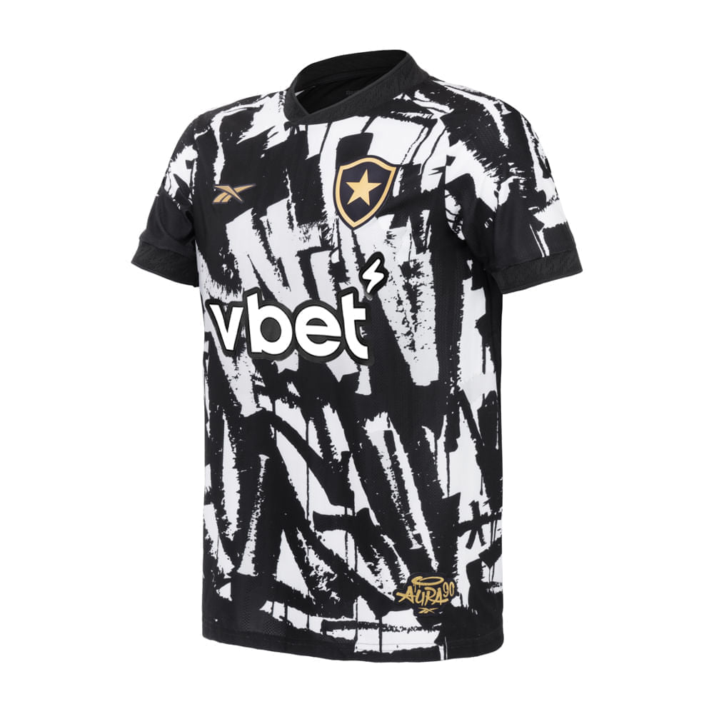 Camisa Botafogo Home 25/26 Reebok Torcedor Masculina - Branco e Preto