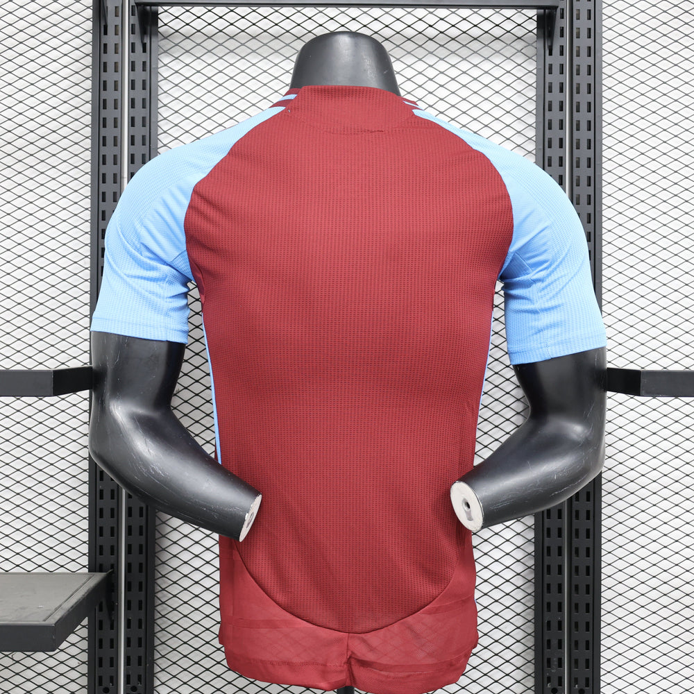 Camisa Aston Villa Home 2024/25 Jogador Adidas Masculino com Patch - Grená e Azul