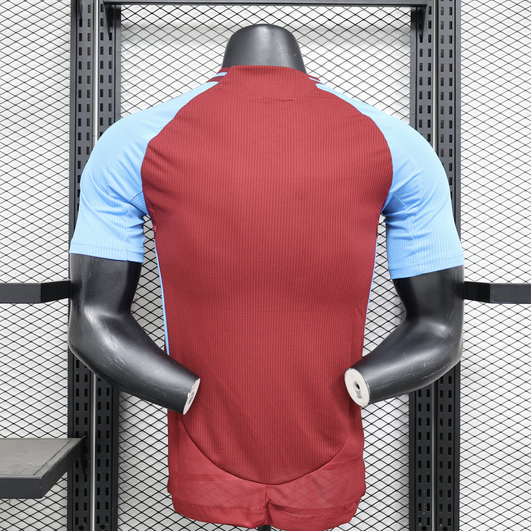 Camisa Aston Villa Home 2024/25 Jogador Adidas Masculino com Patch - Grená e Azul