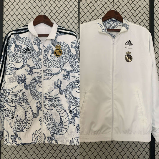 Corta Vento Real Madrid 24/25 – Branco Dupla Face
