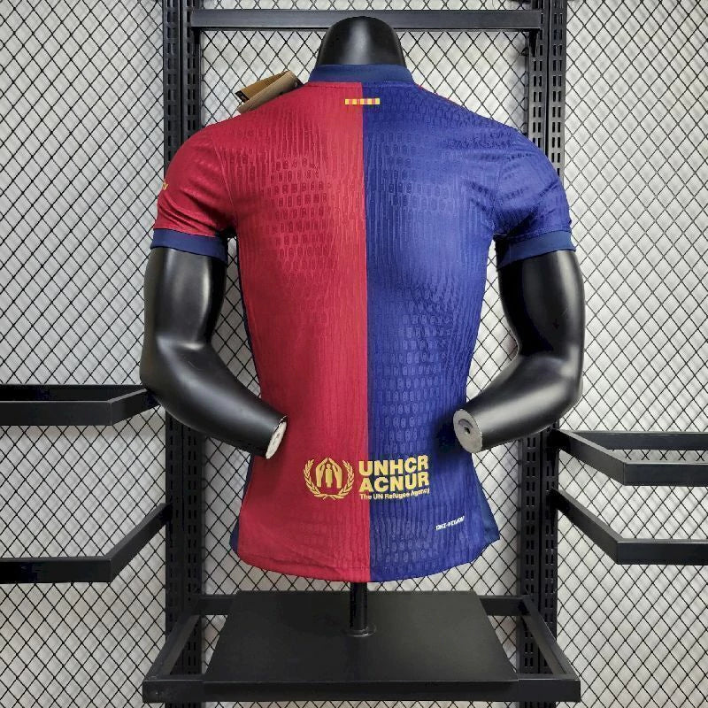 Camisa Barcelona Home 24/25 s/n° Jogador Masculino com Patch - Azul e Grená