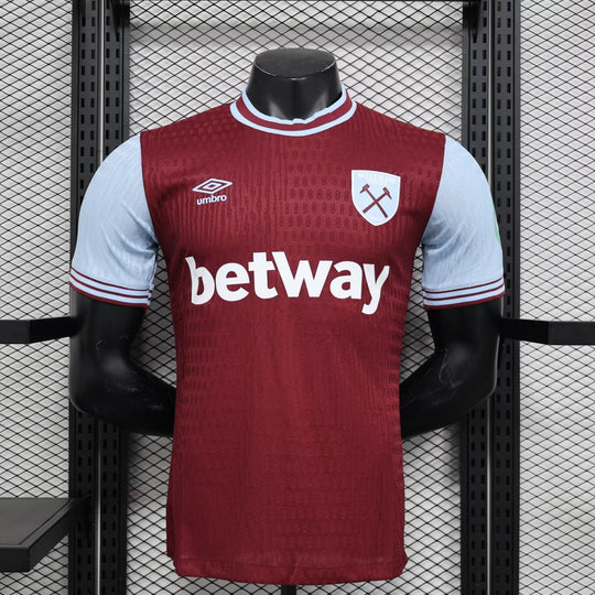 Camisa West Ham Home 2024/25 Jogador Umbro Masculino com Patch - Vinho