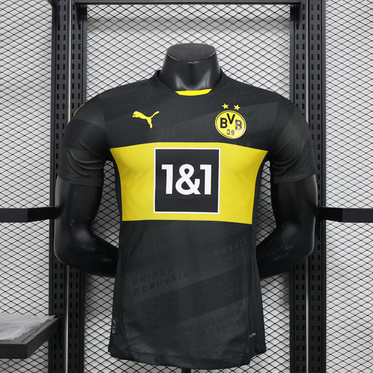 Camisa Borussia Dortmund Away 2024/25 Jogador Puma Masculino com Patch - Preta e Amarela
