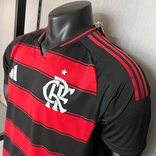 Camisa Flamengo Home Authentic Versão Jogador 2025/26 Vermelho e Preto – Masculina