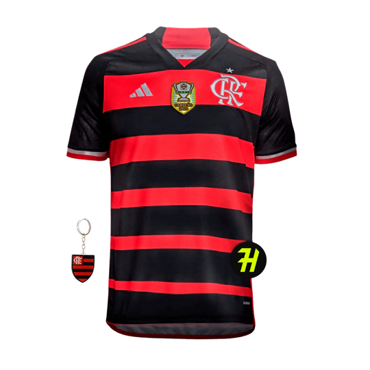Camisa Flamengo Home 2024/25 Masculina Torcedor + Patch Campeão da Copa do Brasil 2024 +Chaveiro de Brinde