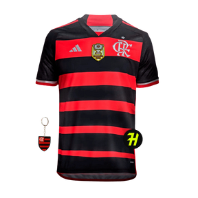 Camisa Flamengo Home 2024/25 Masculina Torcedor + Patch Campeão da Copa do Brasil 2024 +Chaveiro de Brinde