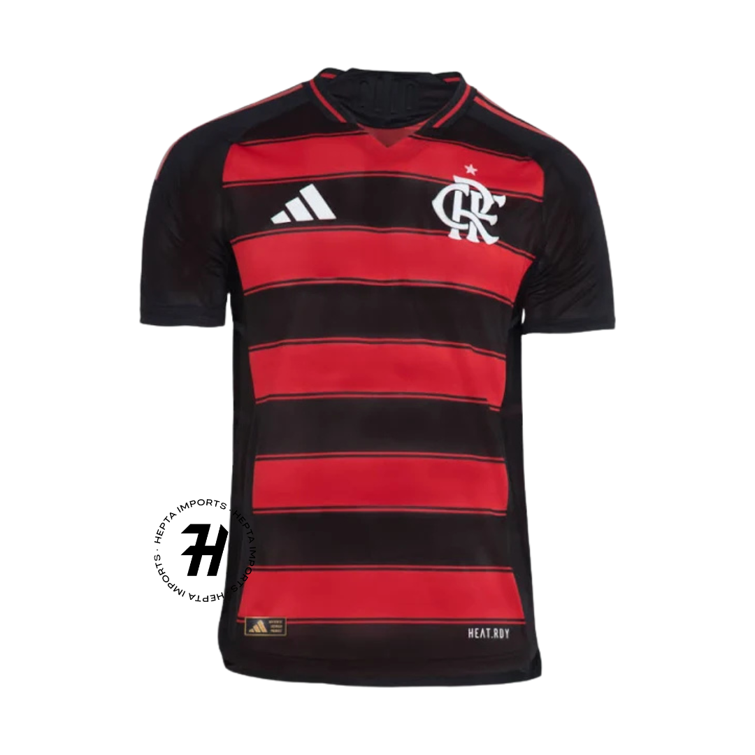 Camisa Flamengo Home Authentic Versão Jogador 2025/26 Vermelho e Preto – Masculina