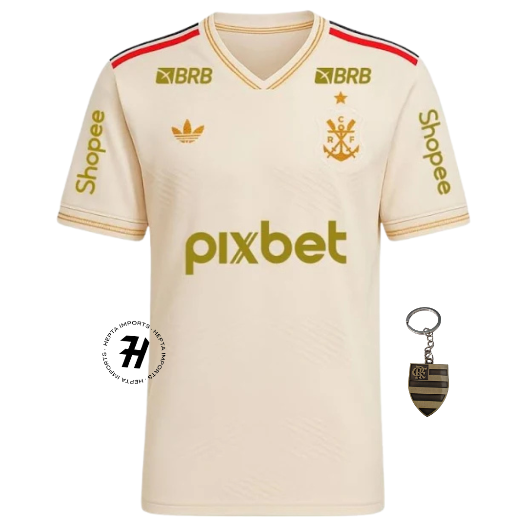Camisa Flamengo Third 25/26 Lançamento – Com Patrocinadores – Torcedor Masculina + Chaveiro de Brinde