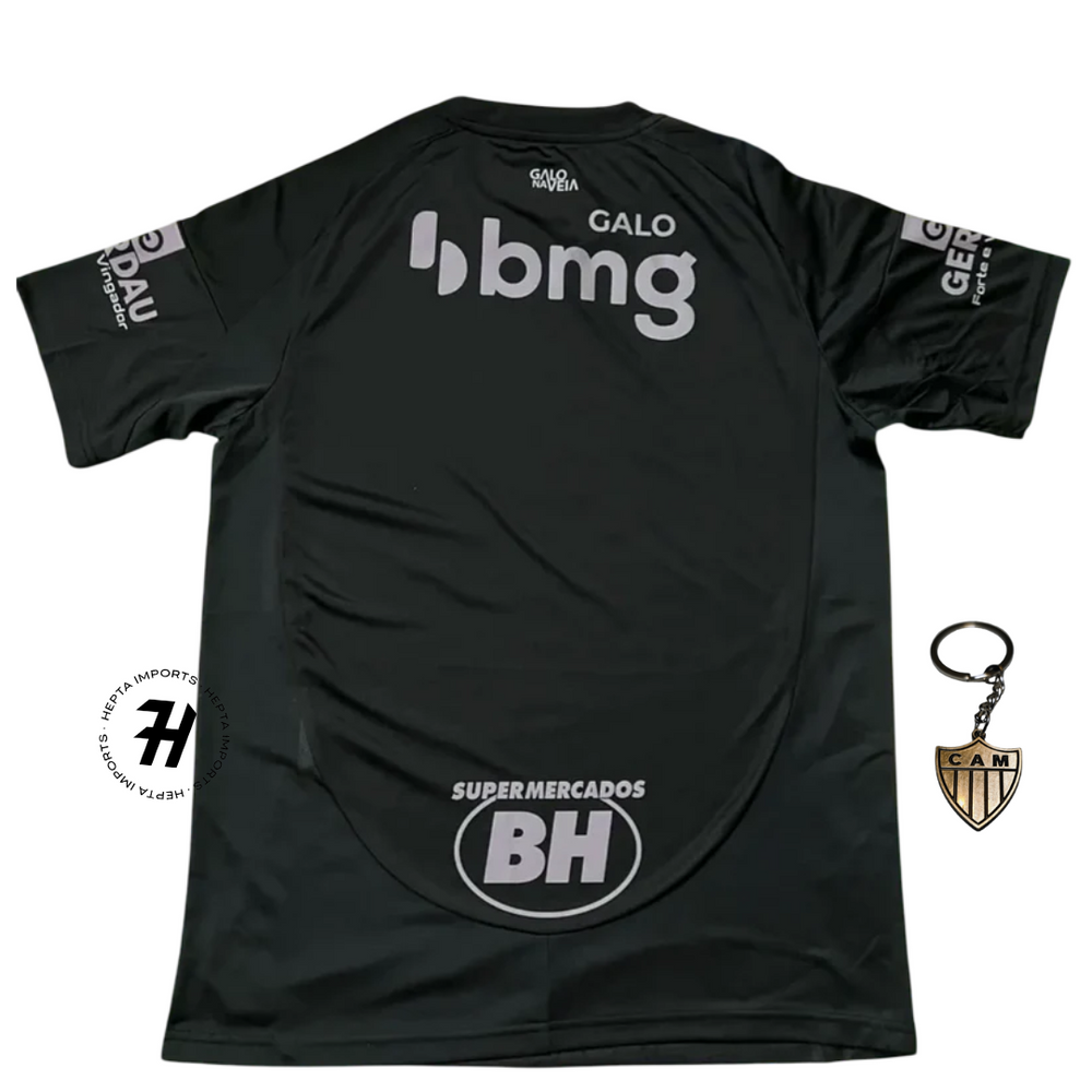 Camisa Atlético-Mg ALL BLACK 25/26 – Com Patrocinadores – Torcedor Masculina + Chaveiro de Brinde