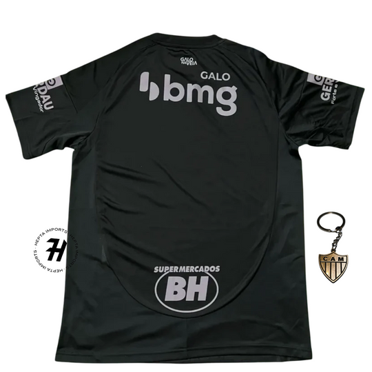 Camisa Atlético-Mg ALL BLACK 25/26 – Com Patrocinadores – Torcedor Masculina + Chaveiro de Brinde