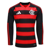 Camisa Flamengo Manga Longa 25/26 Home Adidas Masculino Torcedor - Vermelha e Preta