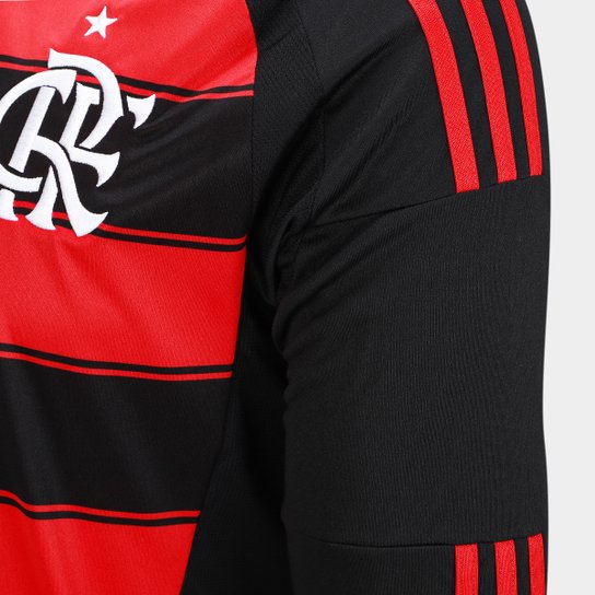 Camisa Flamengo Manga Longa 25/26 Home Adidas Masculino Torcedor - Vermelha e Preta
