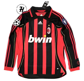 Camisa Milan Home (1) 2006/07 – Retrô Manga Longa Masculina – KAKÁ 22#