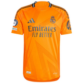 Camisa Real Madrid Away 24/25 – Com Patchs Campeão Champions League – Torcedor – Masculino – Laranja