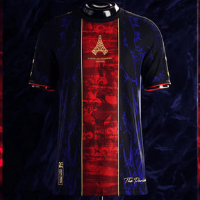 Camiseta The Parisians Edition Special Comma Football PSG Champion UCL Negra y Azul