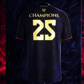 Camiseta The Parisians Edition Special Comma Football PSG Champion UCL Negra y Azul