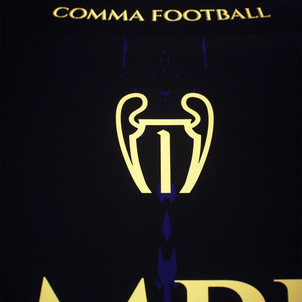Camiseta The Parisians Edition Special Comma Football PSG Champion UCL Negra y Azul