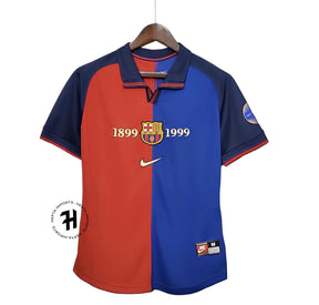 Camisa Barcelona 100 Anos Retrô 1999 Azul e Grená – Nike