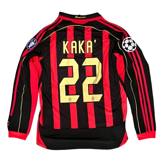 Camisa Milan Home (1) 2006/07 – Retrô Manga Longa Masculina – KAKÁ 22#