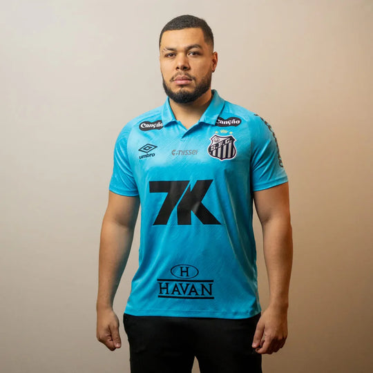 Camisa Santos 2025/26 Edição Especial Azul – Com patrocínio – Masculina Torcedor + Chaveiro de Brinde – Lançamento