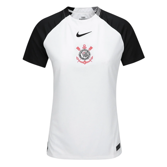 Camisa Corinthians Home 25/26 Nike Torcedor Feminina - Branco e Preto